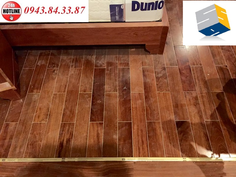 ảnh thi công thực tế nẹp nhôm sàn gỗ