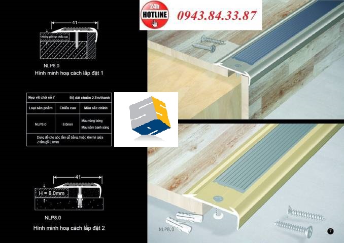nẹp nhôm kết thúc sàn gỗ