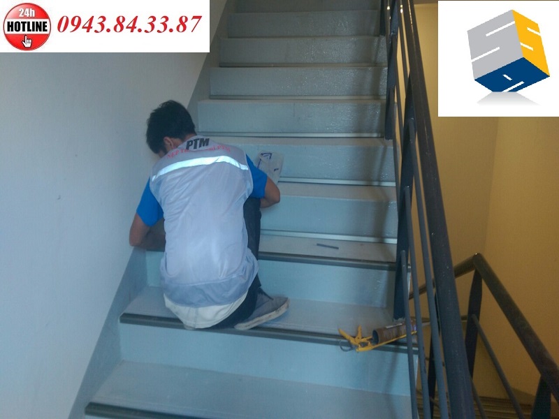 thi công nẹp chống trơn cầu thang
