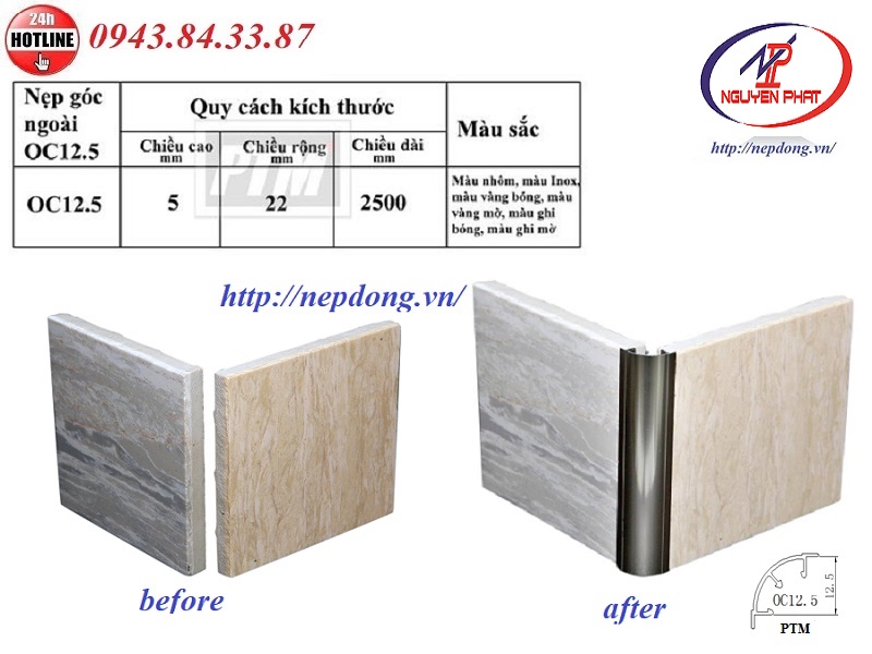 Nẹp ốp góc tường, ke góc gạch, nẹp bo góc gạch